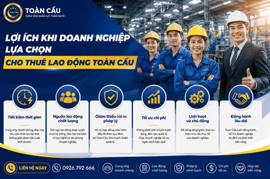 Dịch vụ cung ứng lao động Toàn Cầu mang lại nhiều lợi ích vượt trội cho doanh nghiệp